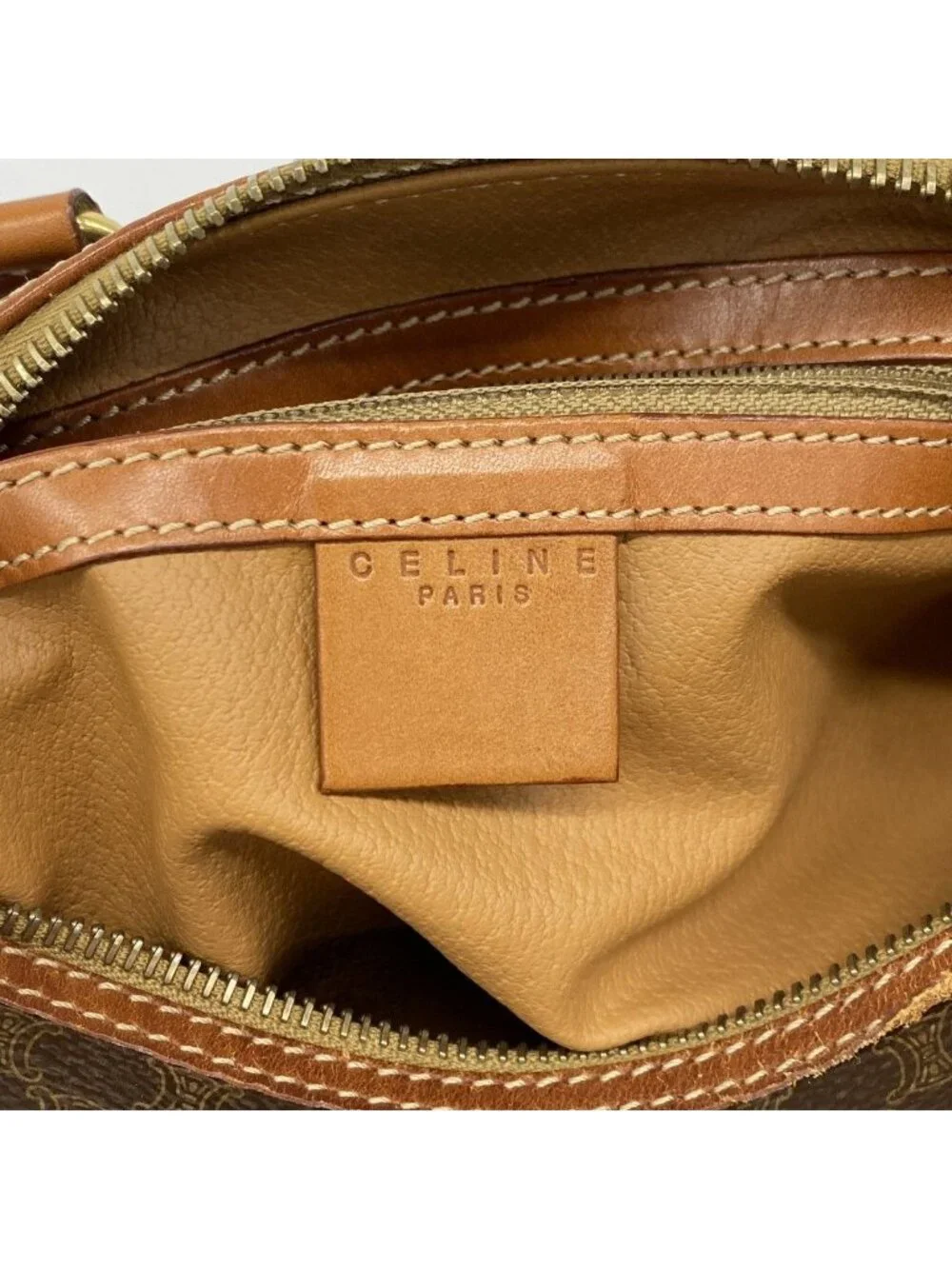Celine Handbag Macadam Brown Gold